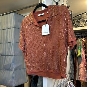 New Sandro rhinestone crystal crop top